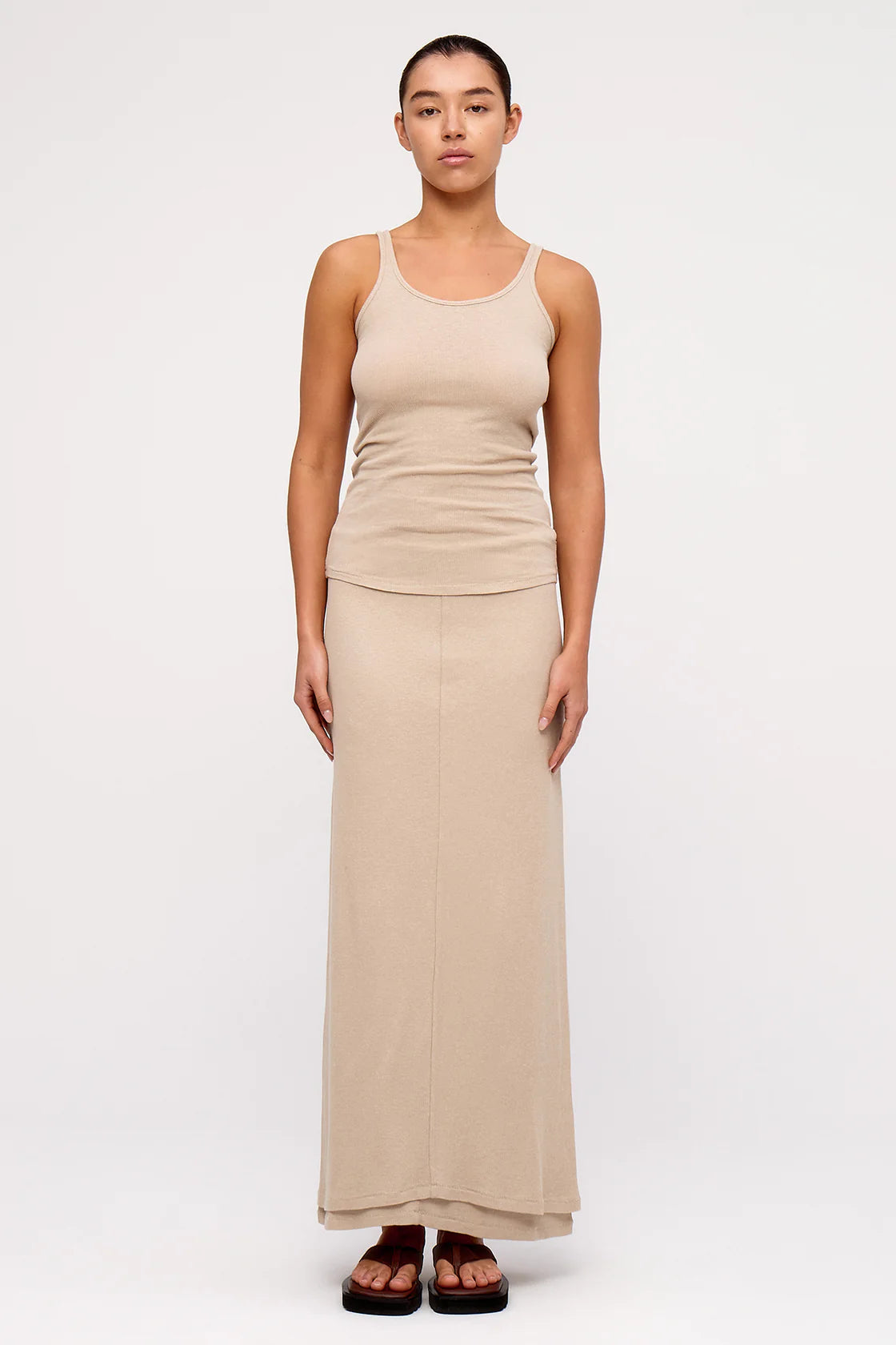 Rib Hemp Jersey Tank-Husk