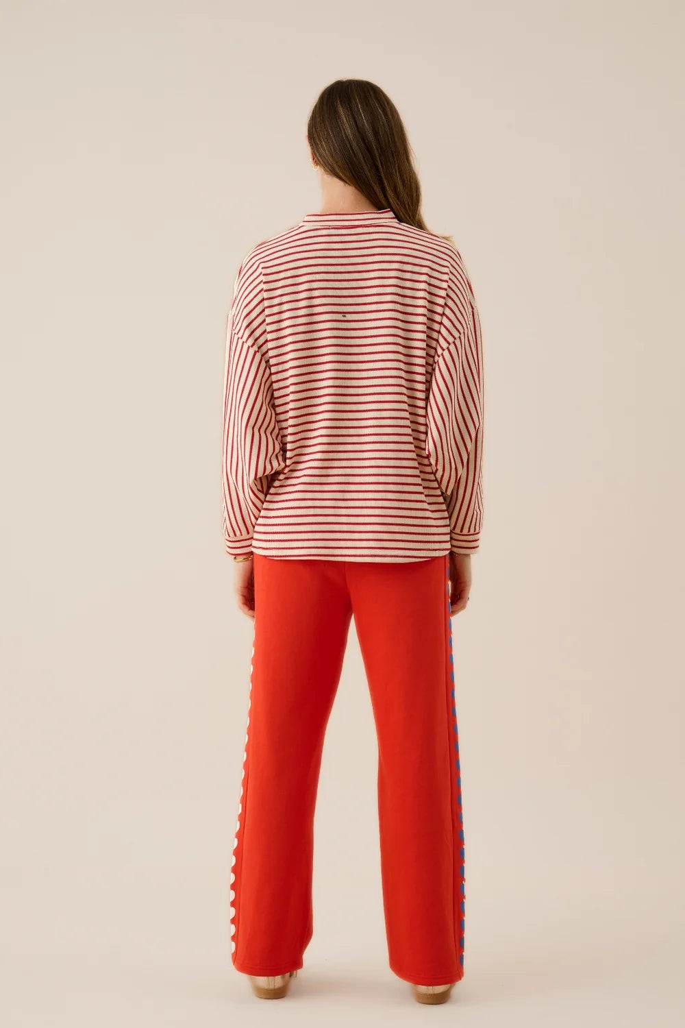 AMJ Waffle Long Sleeve Top-Red Alert