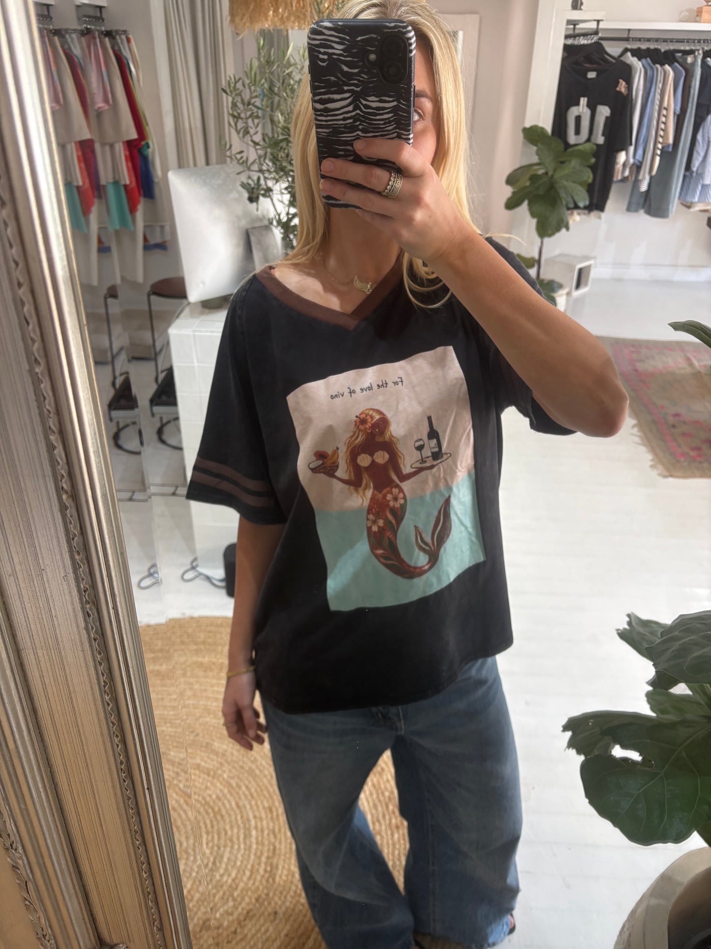 For the Love of Vino Tee Black | Oversized Cotton Tee