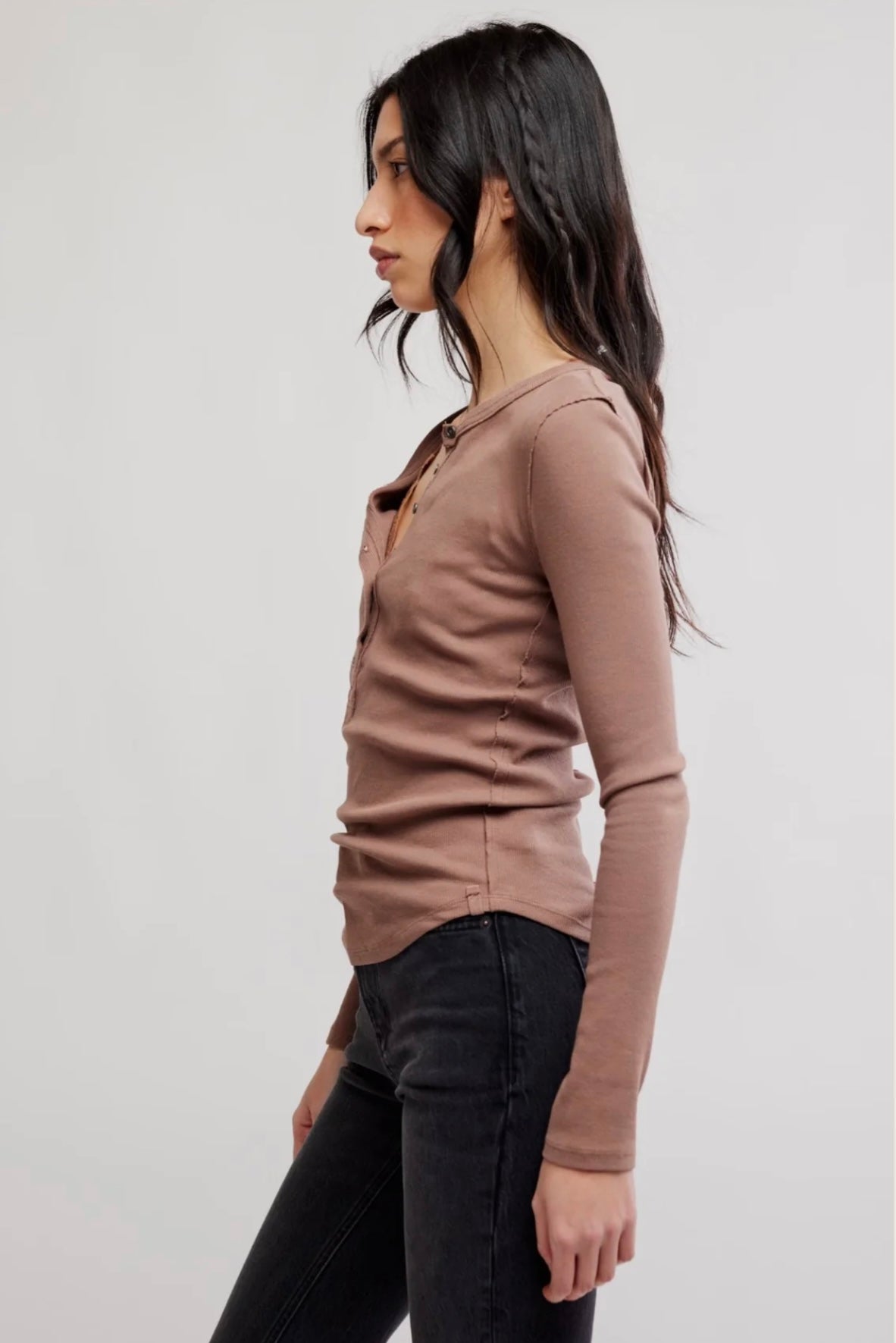 Cotton Henley Top | Free People Jamie Henley - Sepia Clay