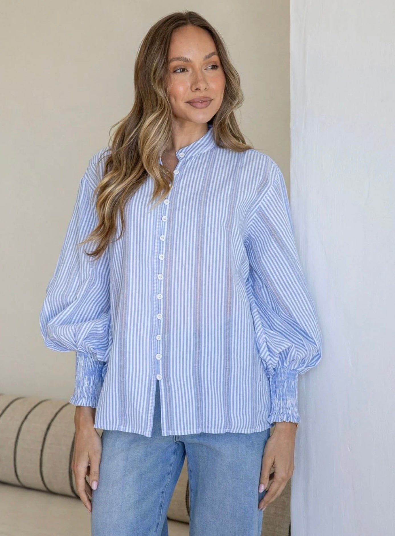 White Poetry Seersucker Stripe Cotton Shirt | AU