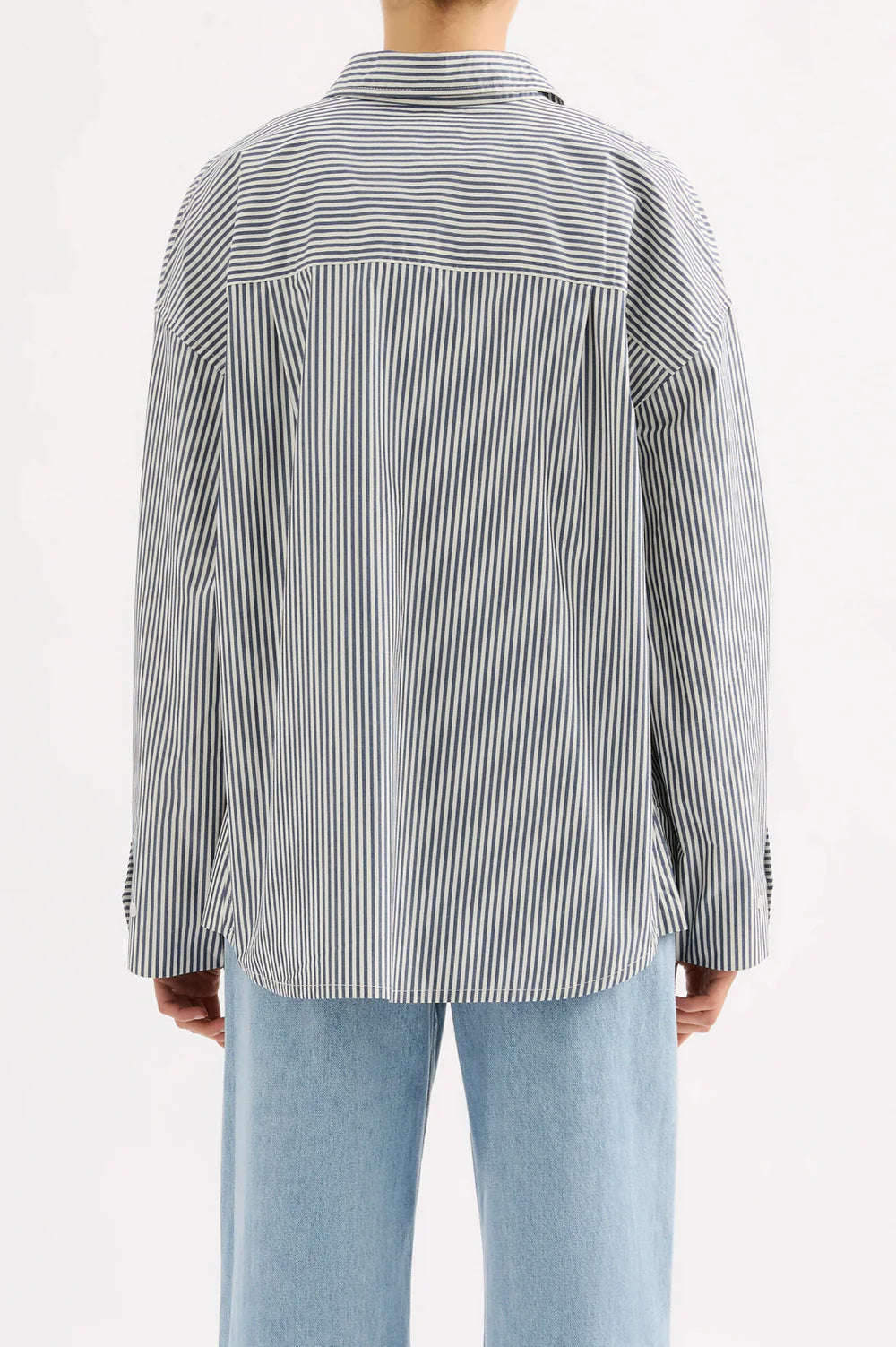 Organic Poplin Shirt - Navy Stripe