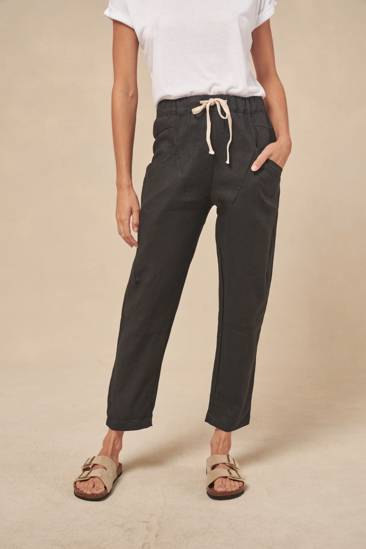 Little Lies Luxe Linen Pant Black