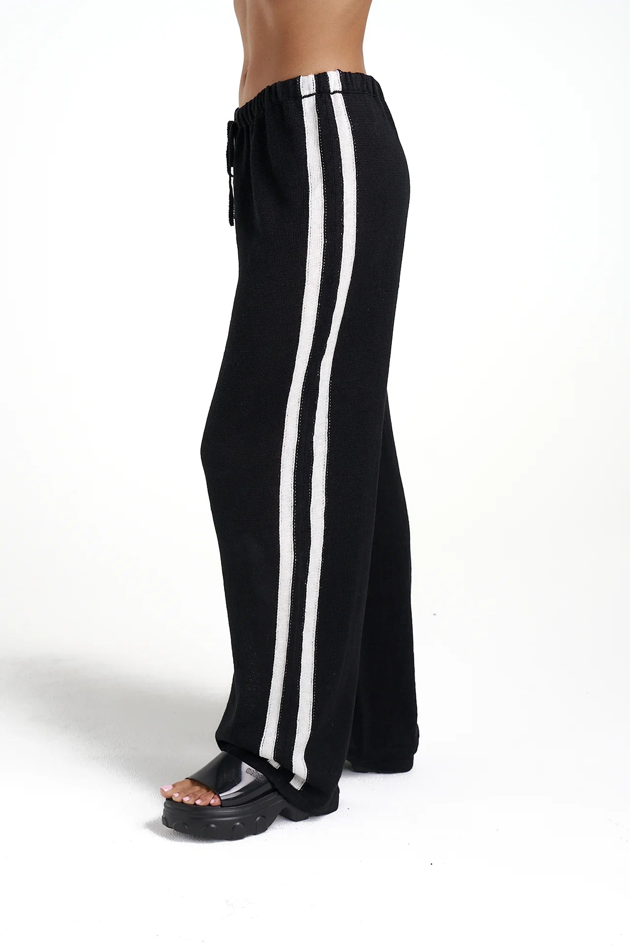 Knit Pants - Black/Cream Stripe