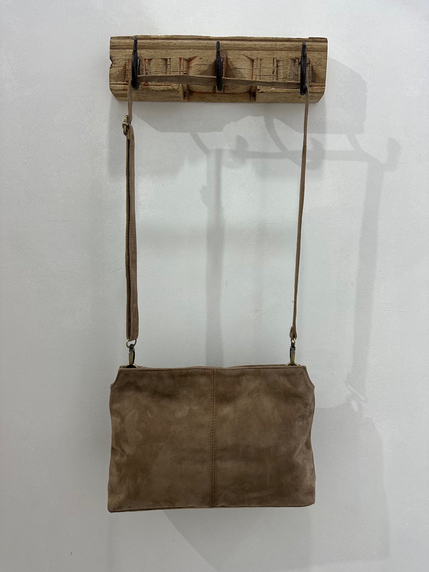Suede Handbag - Latte