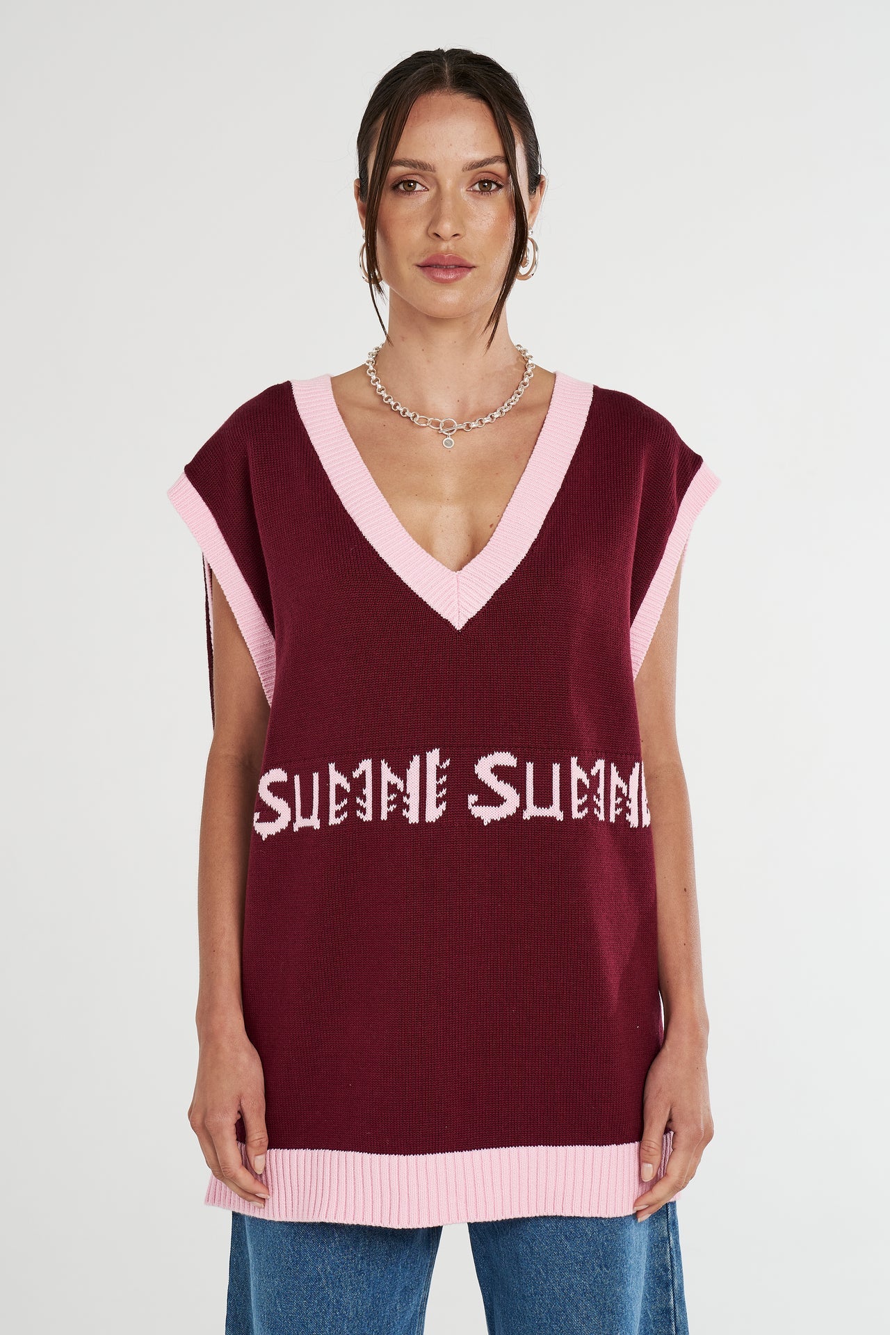 OS Knit Vest - Plum