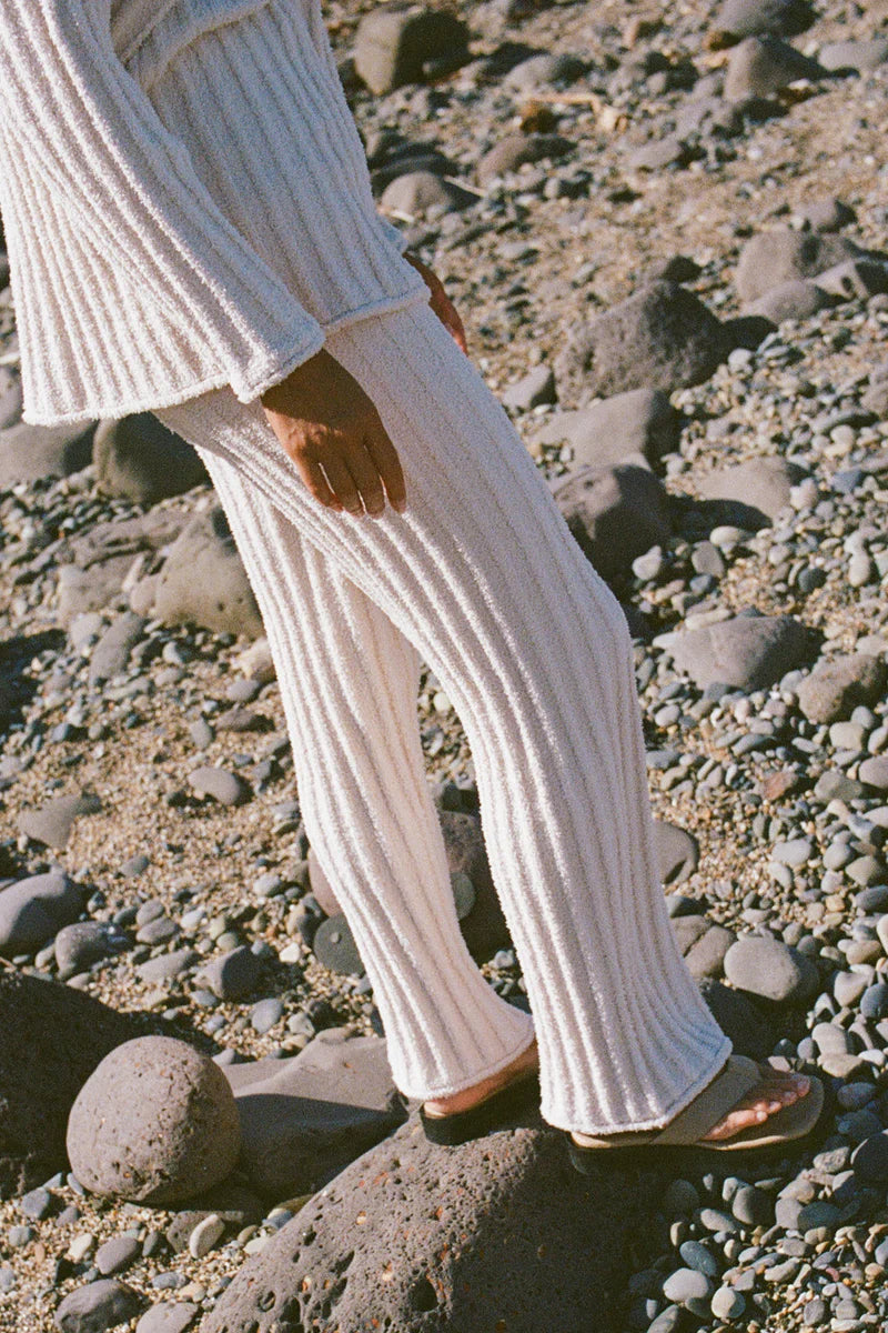 Textured Stripe Knit Pant - Coconut