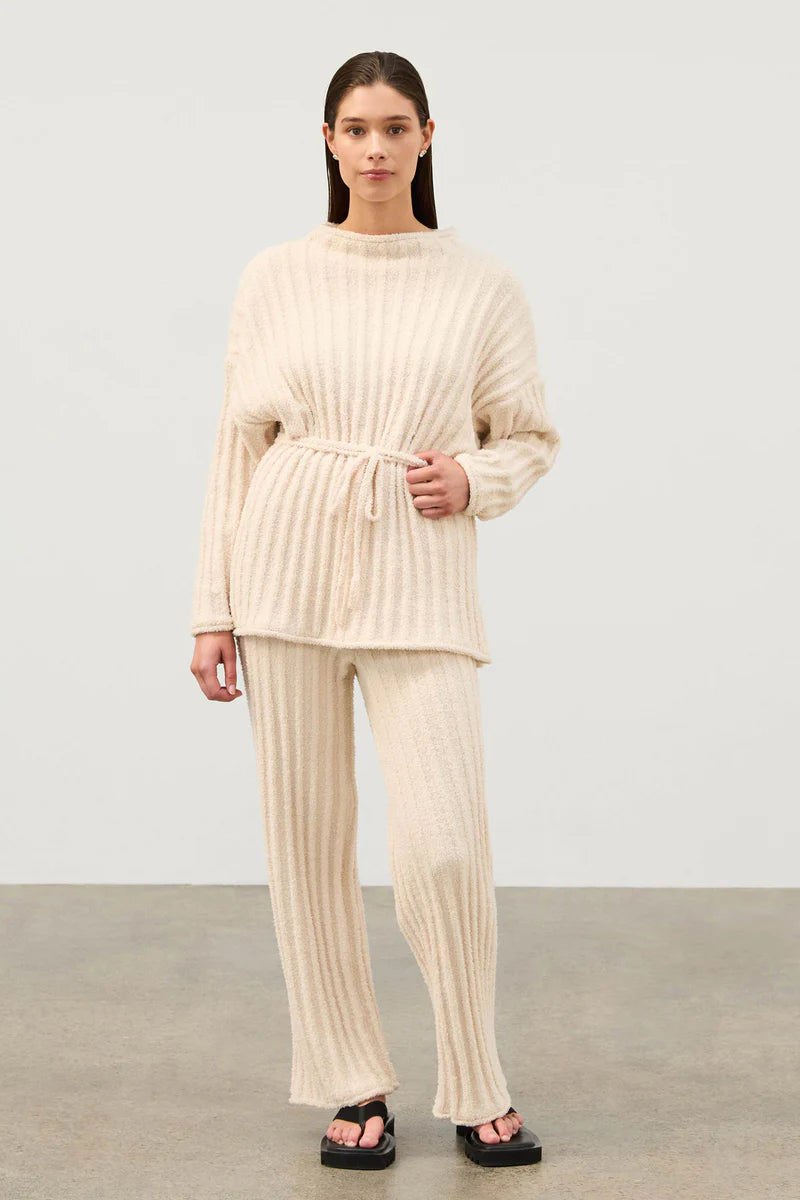 Textured Stripe Knit Pant - Coconut