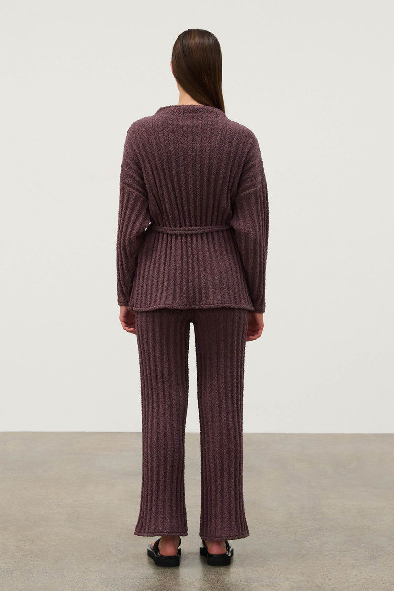 Zulu & Zephyr Textured Stripe Knit Tunic Jumper - Currant