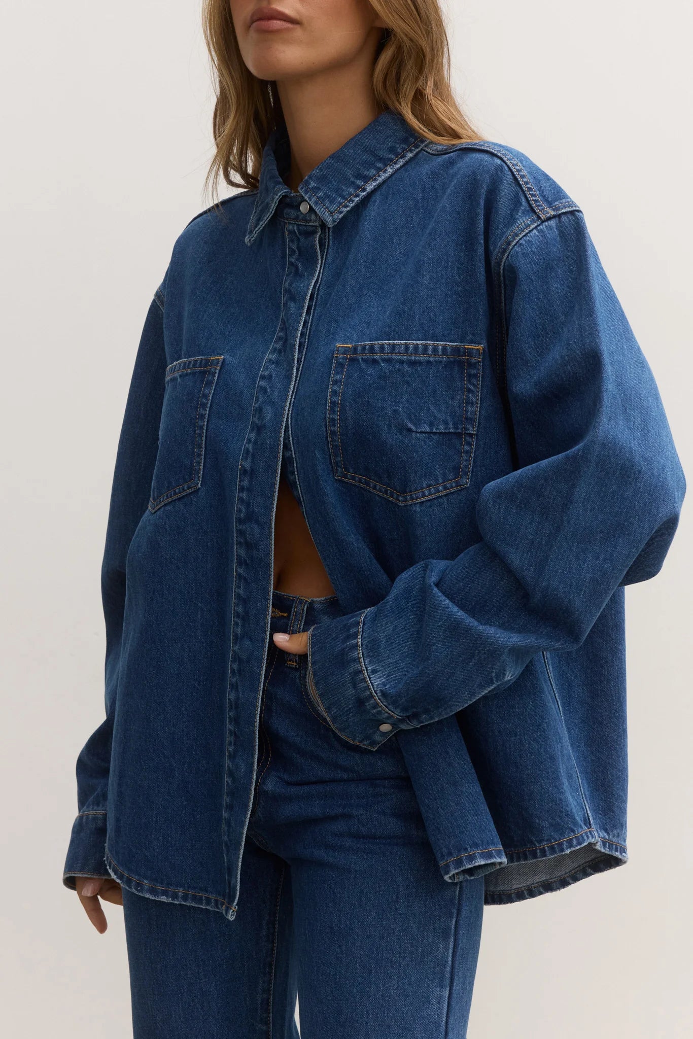 Harper Denim Shacket - Denver Blue