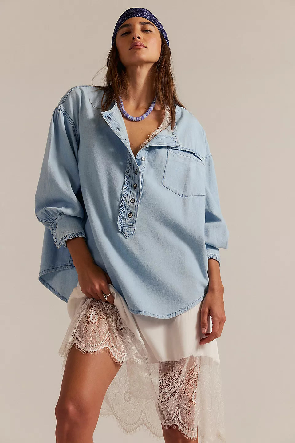 We The Free Denim Dreaming Pullover