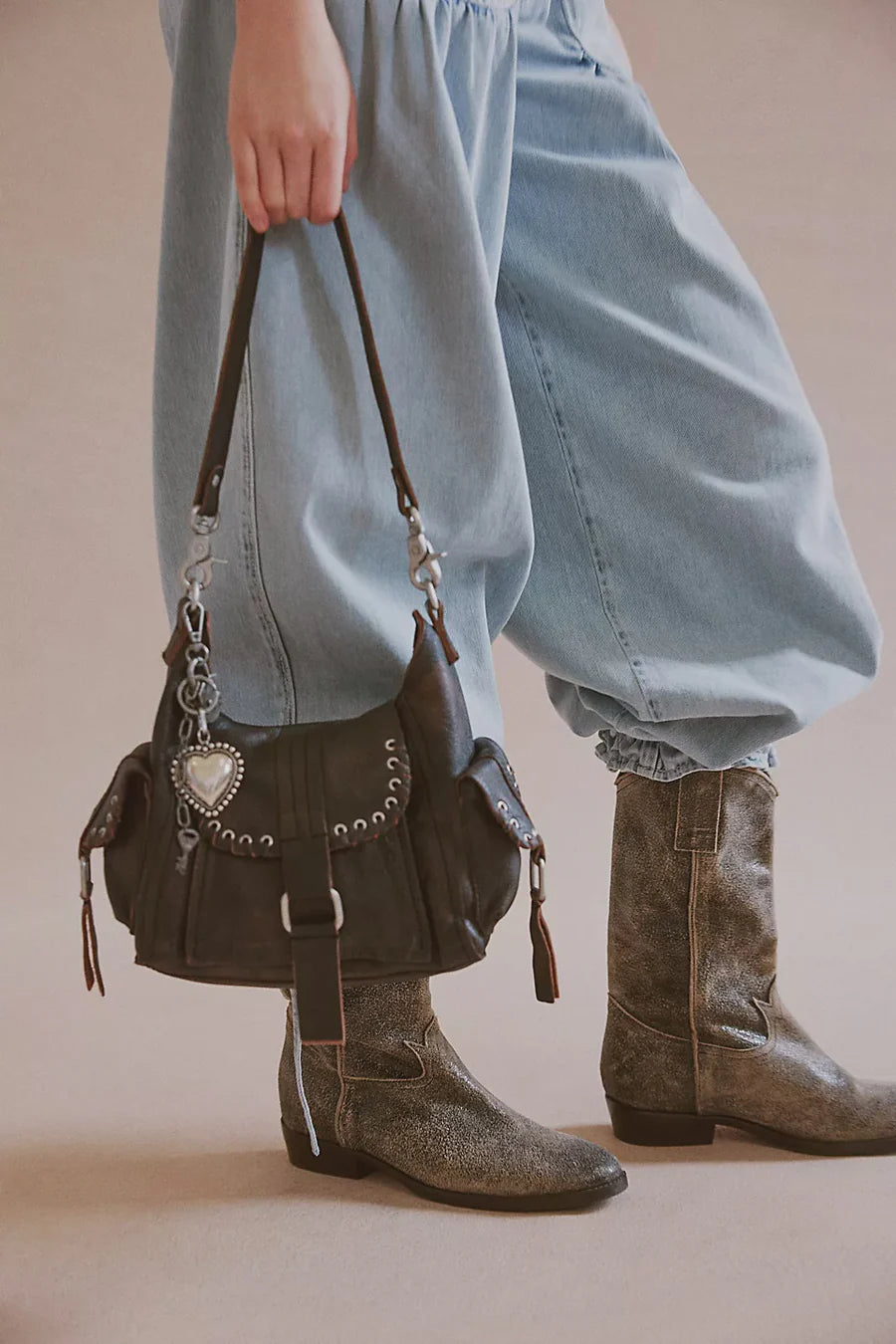 Baby Leigh Distressed Tote Bag - Aged Graphite