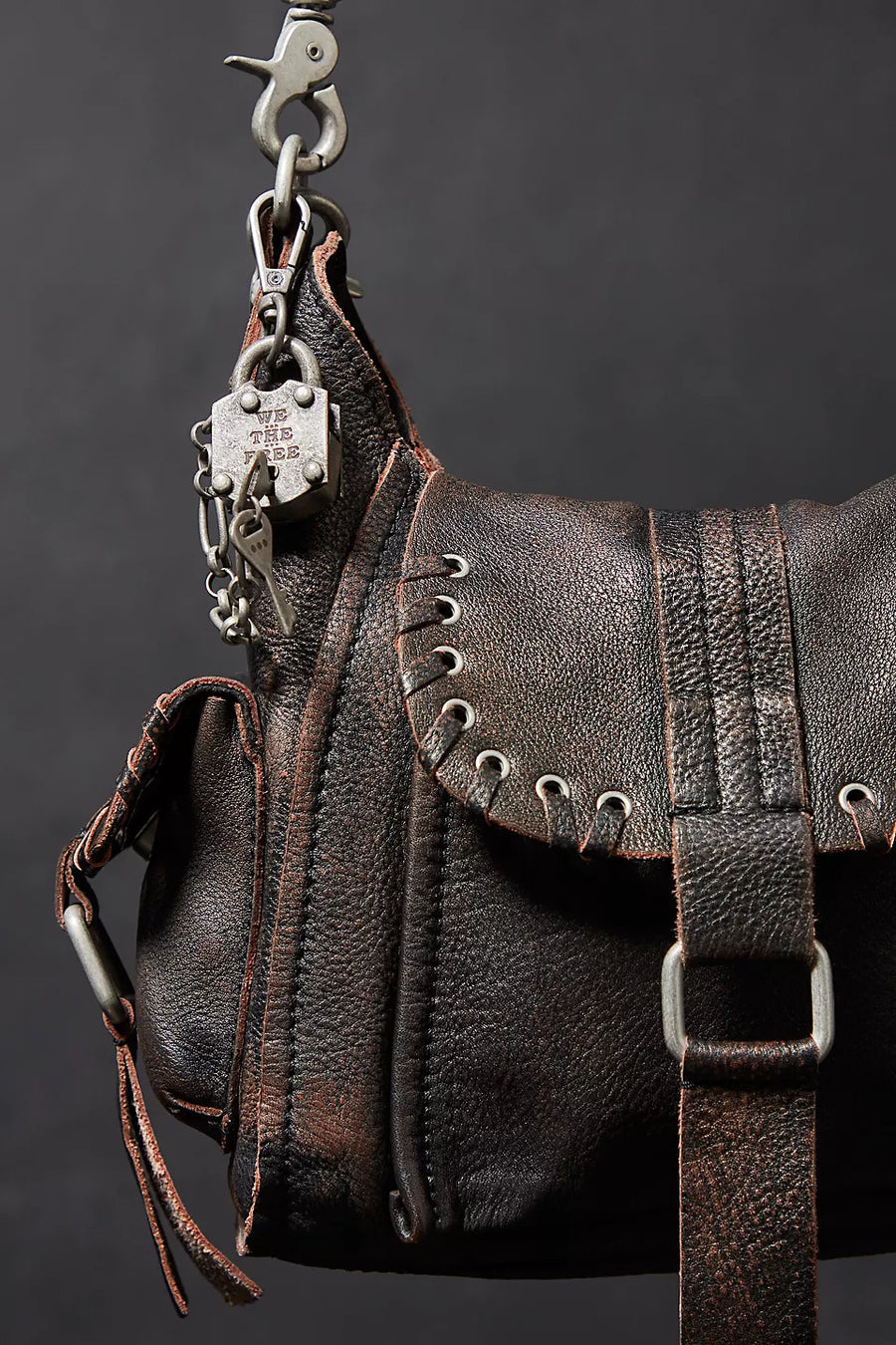 Baby Leigh Distressed Tote Bag - Aged Graphite
