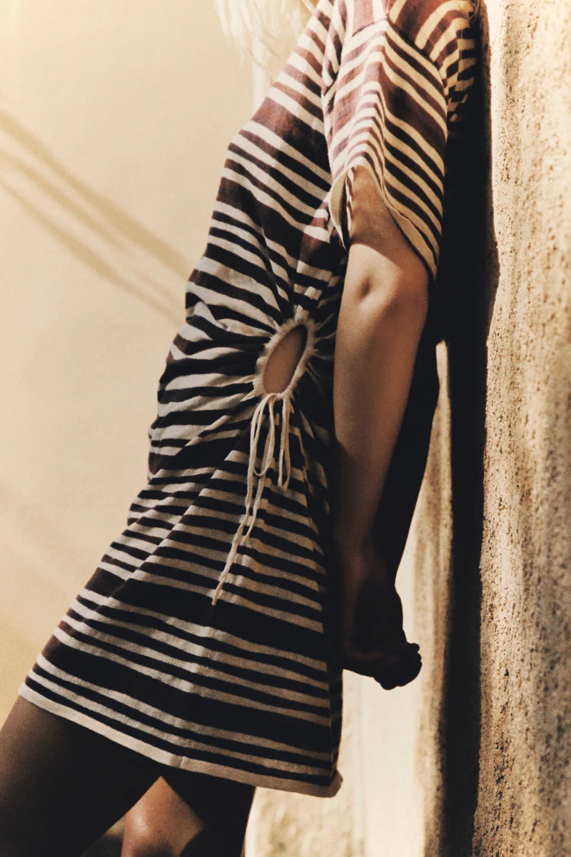 T-Shirt Knit Dress - Chocolate Stripe