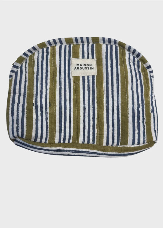 Makeup Pouch Strip Kaki
