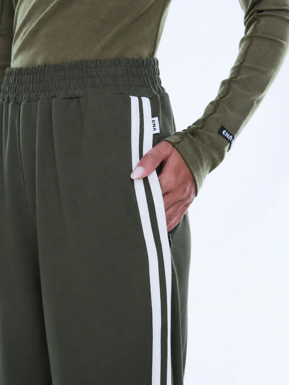 Valentina Stripe Pant-Olive