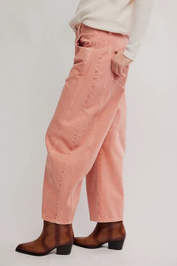 Good Luck Mid Rise Barrel Jeans | Free People - Desert Petal Au