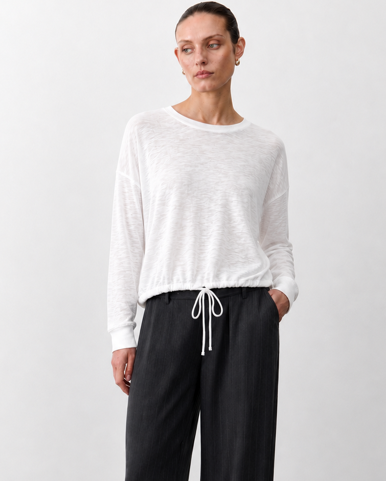 Little Lies Hailey Drawstring Top | White Cotton Top AU