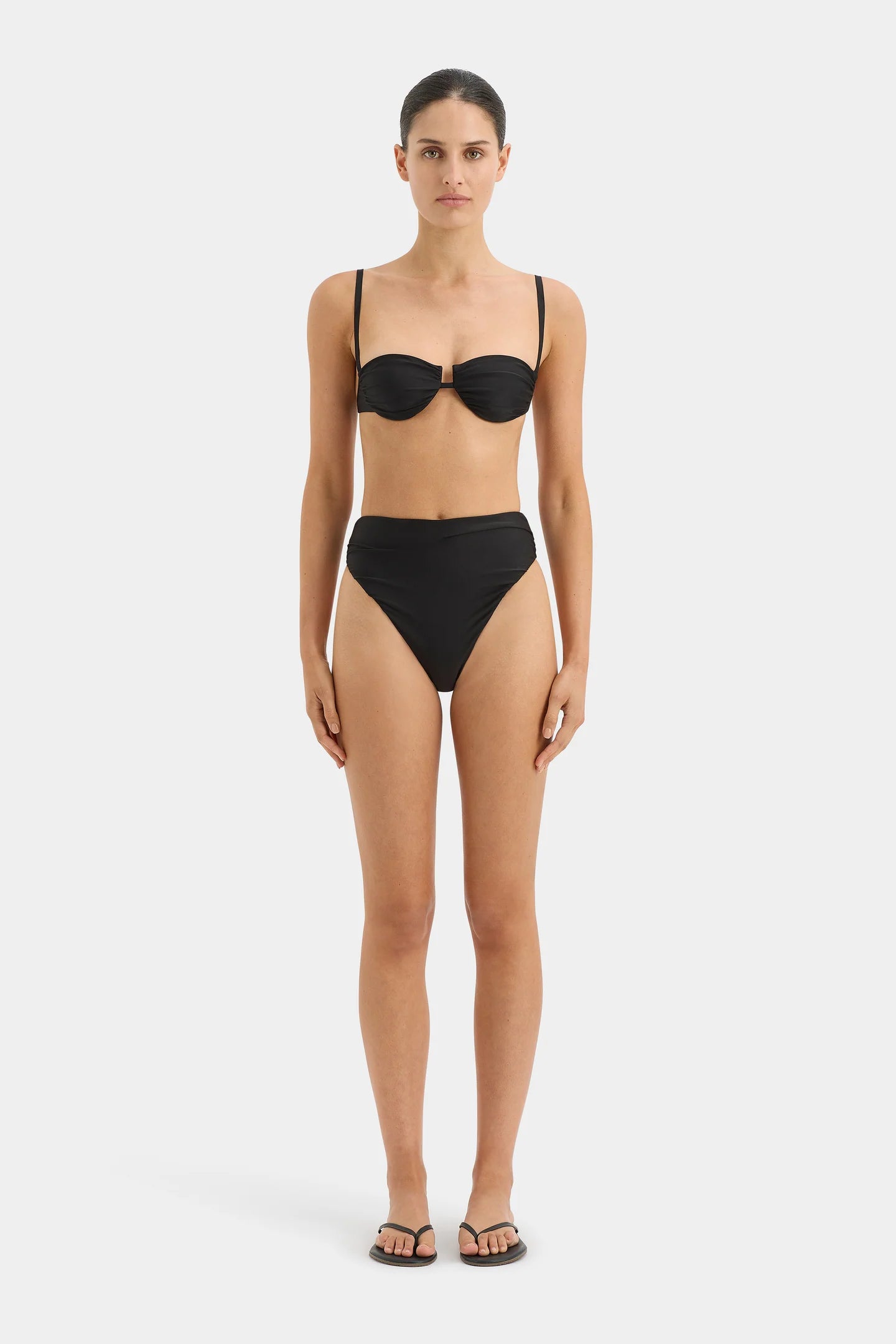 Zoya Gathered Bikini Brief - Black