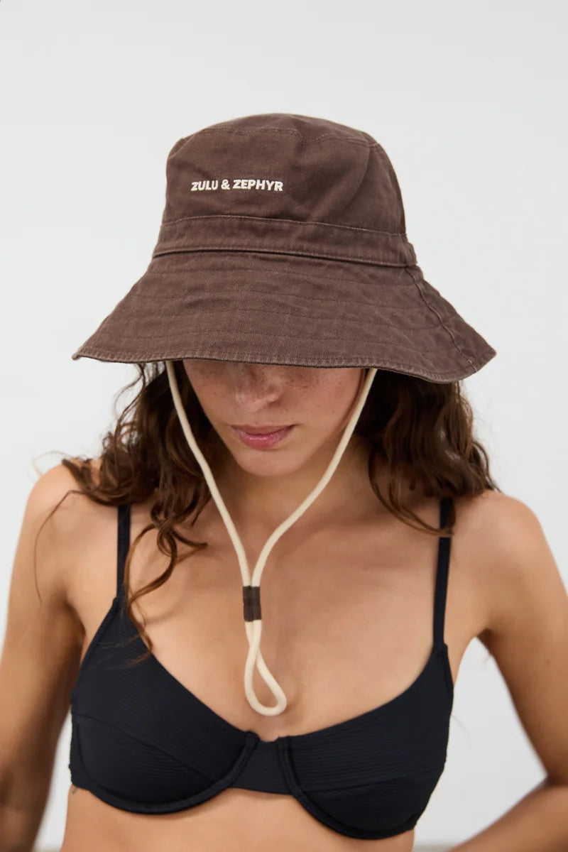 ZZ Logo Bucket Hat - Cocoa | Zulu & Zephyr AU