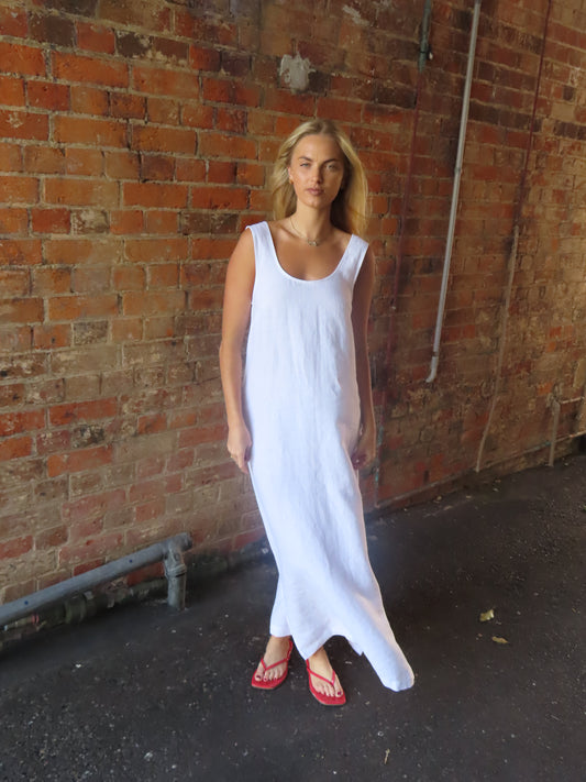 Little Lies Lucille Linen Dress | Linen Midi Australia