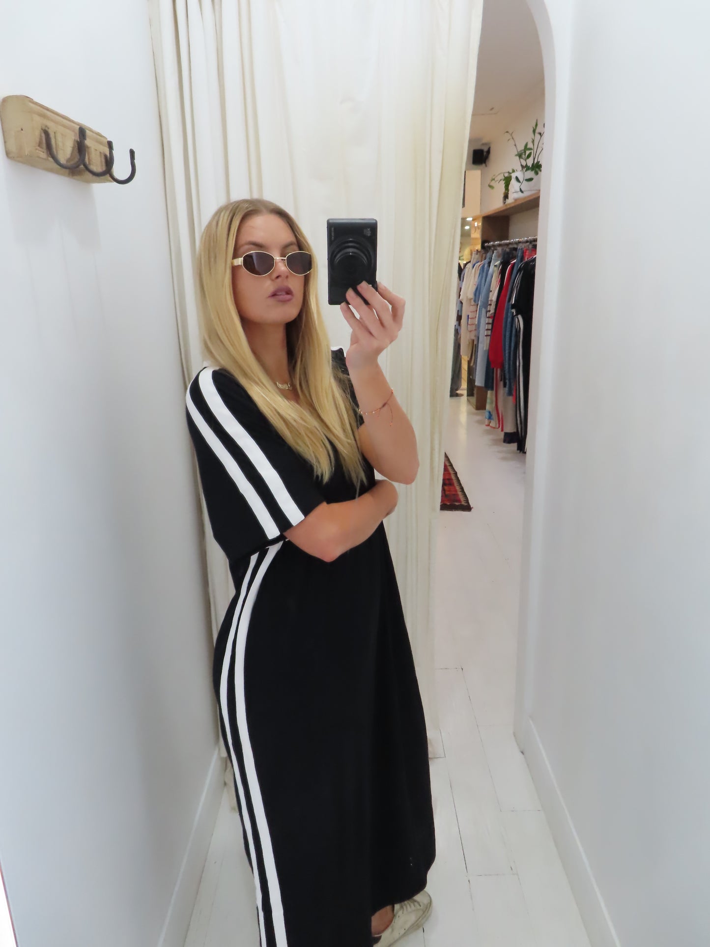 STUDIO T-SHIRT STRIPE EVERYDAY DRESS - BLACK