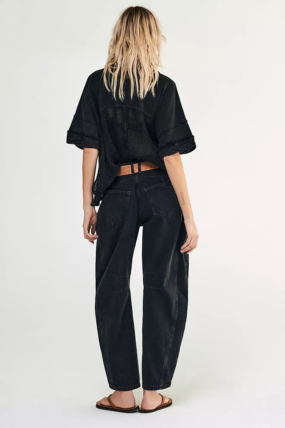 We The Free Good Luck Mid-Rise Barrel Jeans - Black
