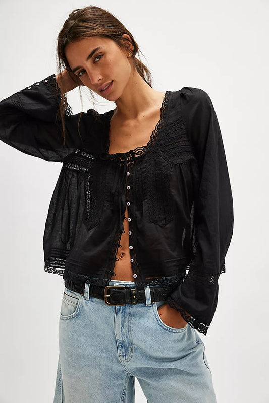 Forevermore Long-Sleeve Top - Black