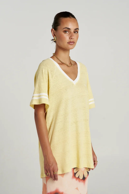Summi Summi V Neck Tee – Butter | Linen Tee Australia