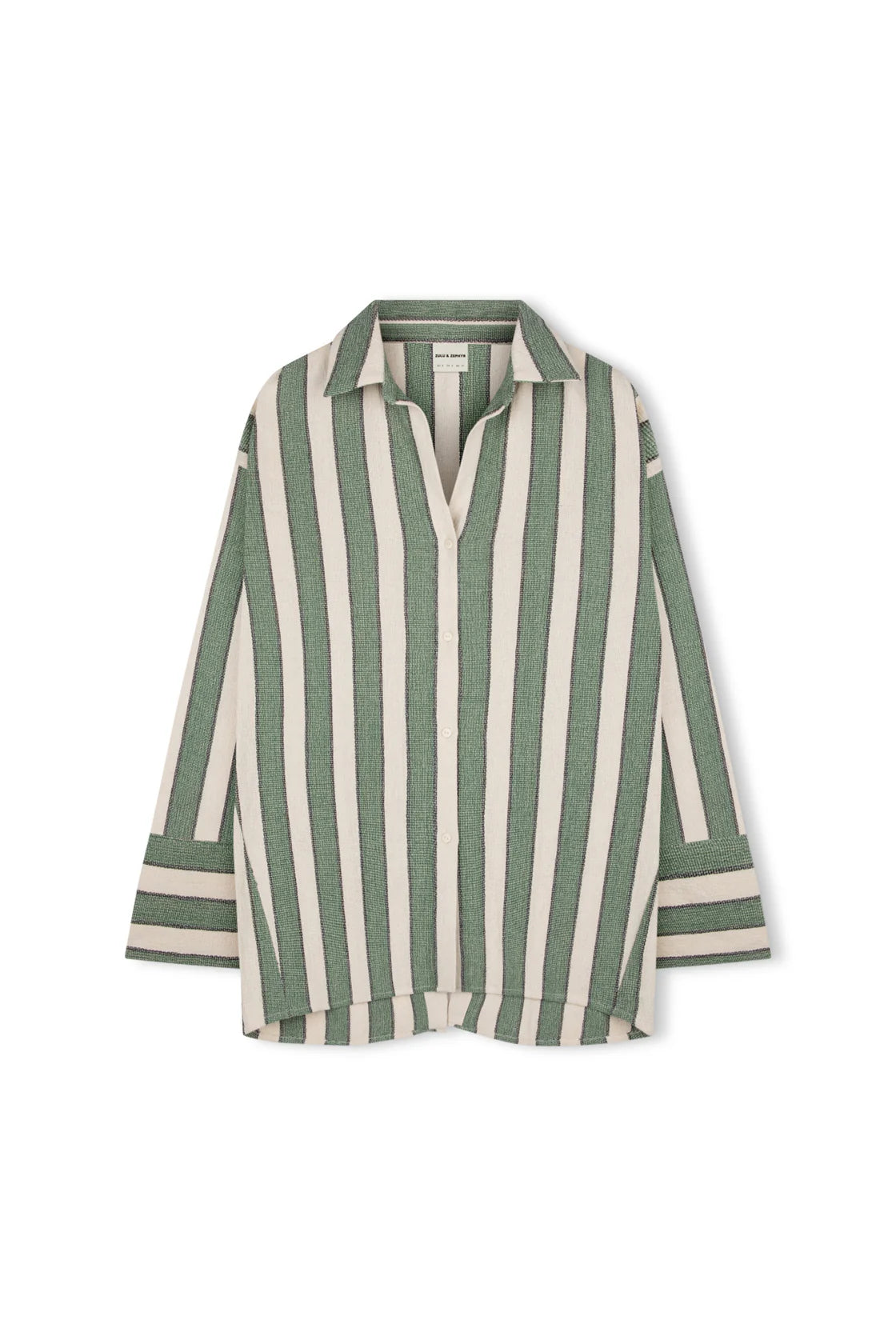 EUCALYPTUS STRIPE ORGANIC COTTON SHIRT