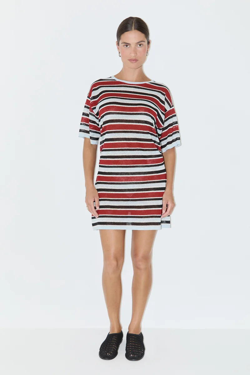 T-Shirt Knit Dress - Bold Stripe | Linen | Zulu & Zephyr