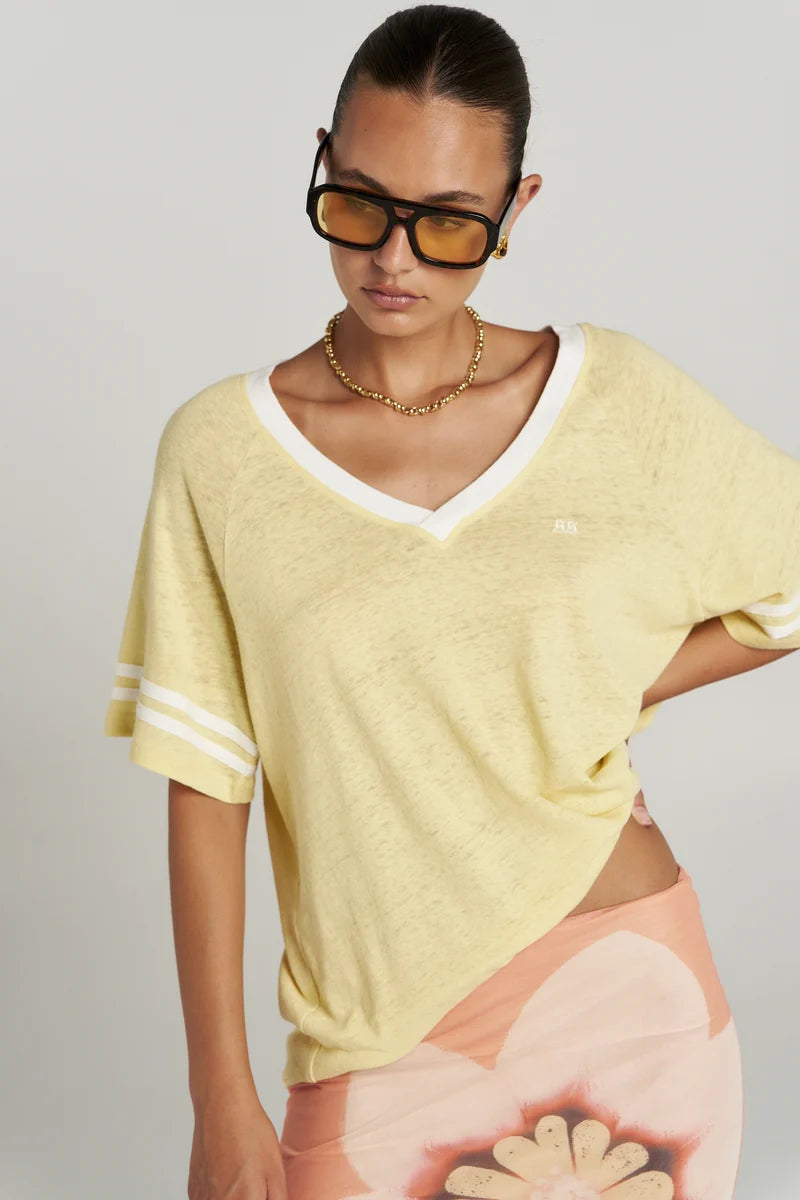 Summi Summi V Neck Tee – Butter | Linen Tee Australia