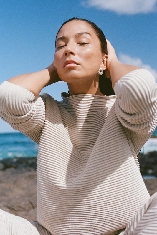 TEXTURED KNIT JUMPER - Natural