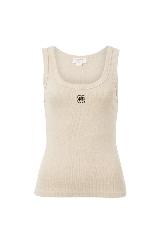 Zoe Contour Rib Scoop Tank | Organic Cotton Rib Oatmeal