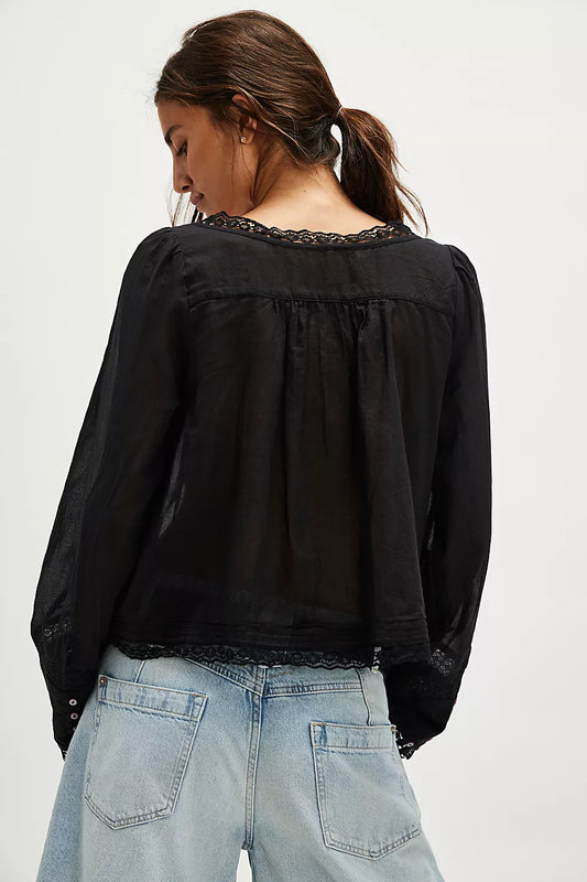 Forevermore Long-Sleeve Top - Black