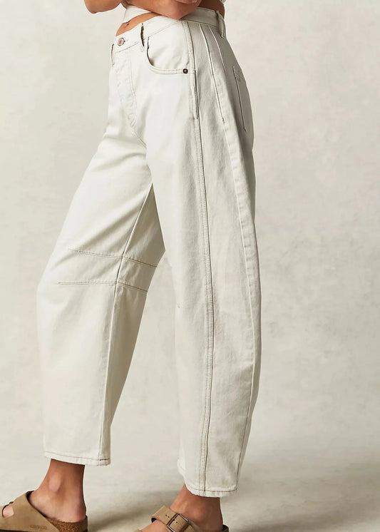 Good Luck Mid-Rise Barrel Jeans Milk