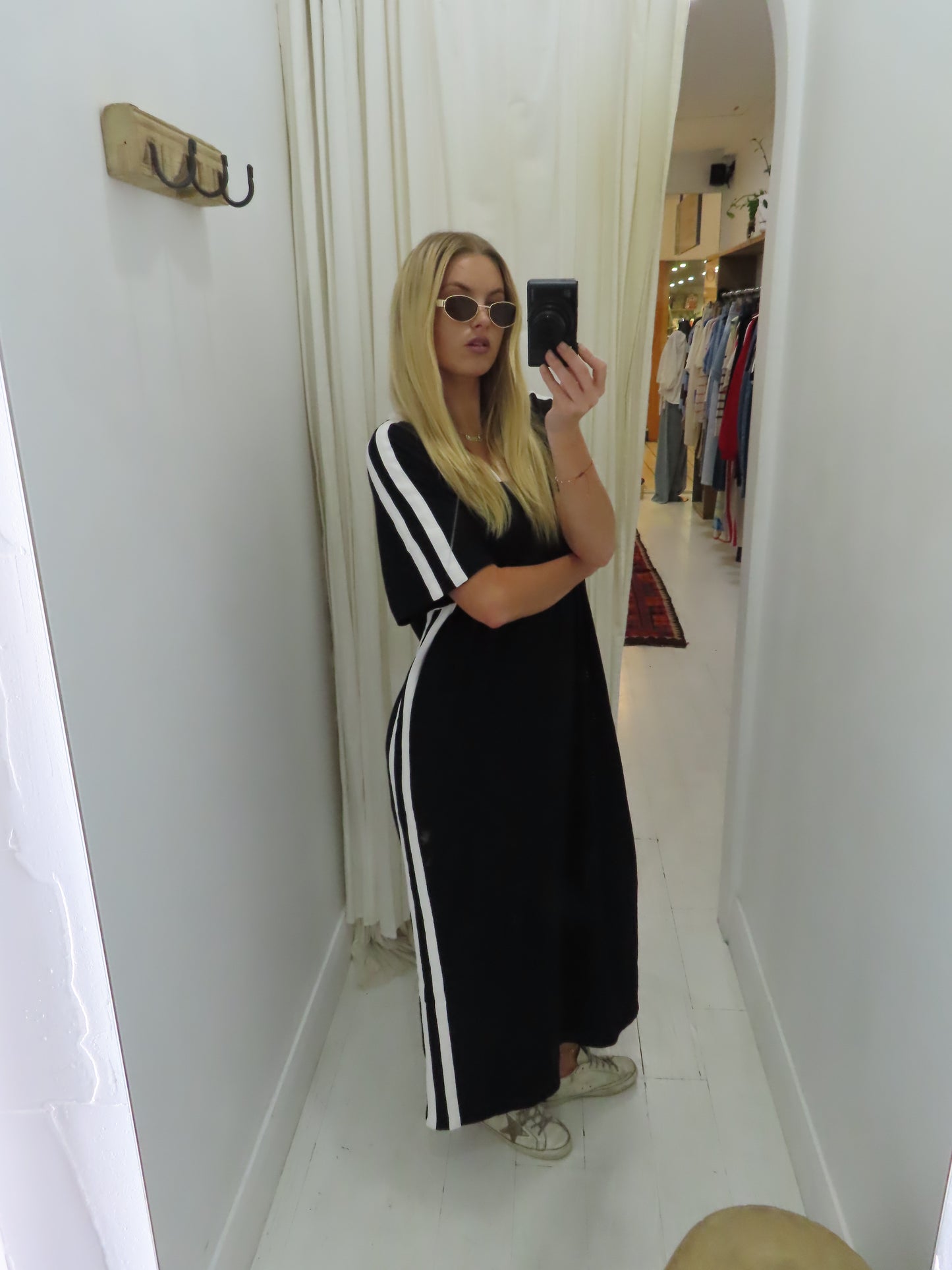 STUDIO T-SHIRT STRIPE EVERYDAY DRESS - BLACK