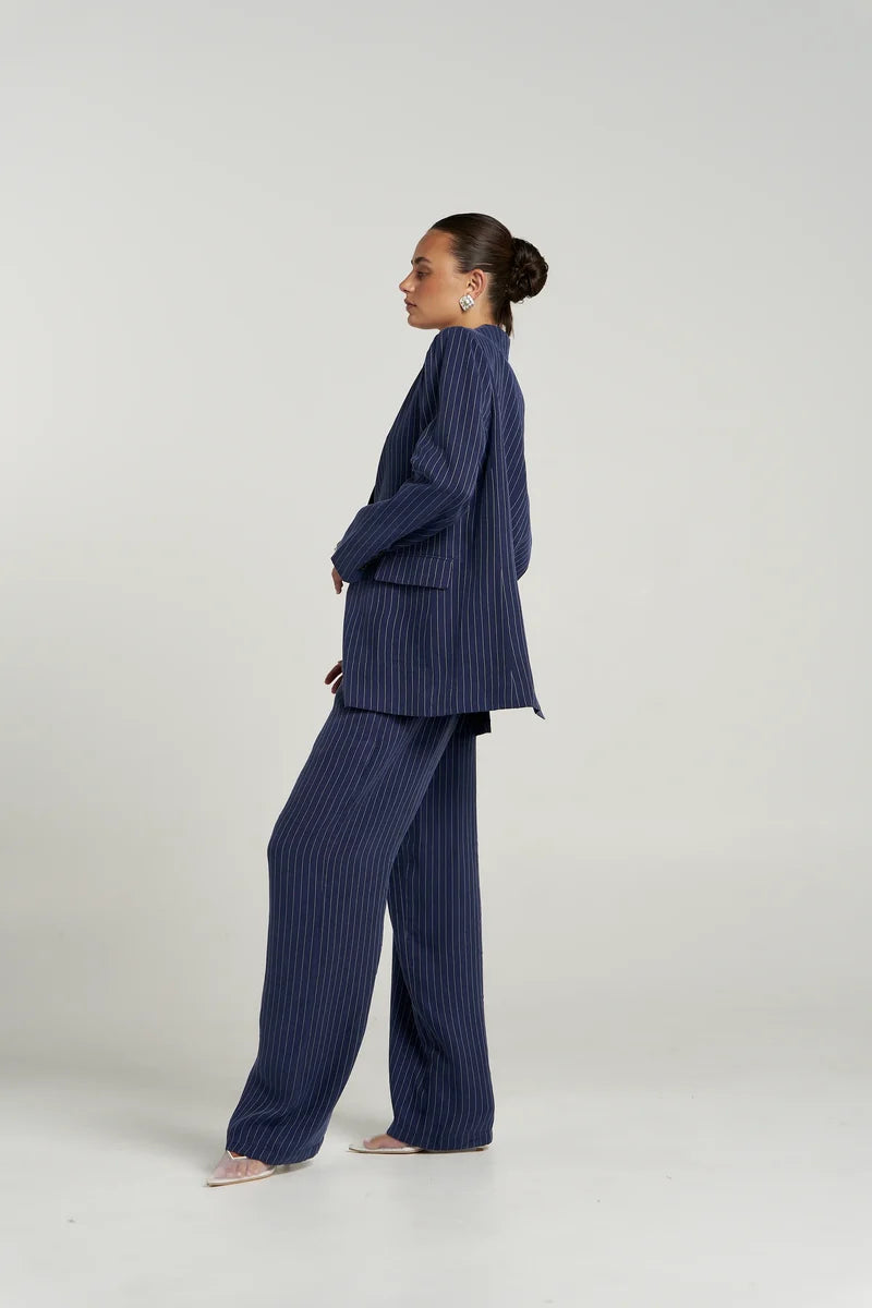 Summi Summi Boss Pant – Navy Pinstripe | Wide Leg Pants AU