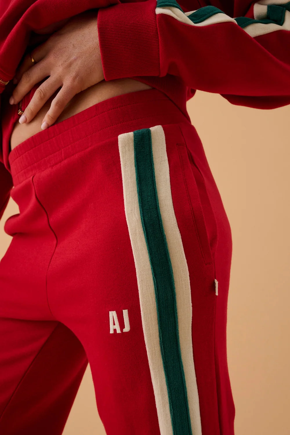 AJ Single Stripe Trackpant-Tango Red