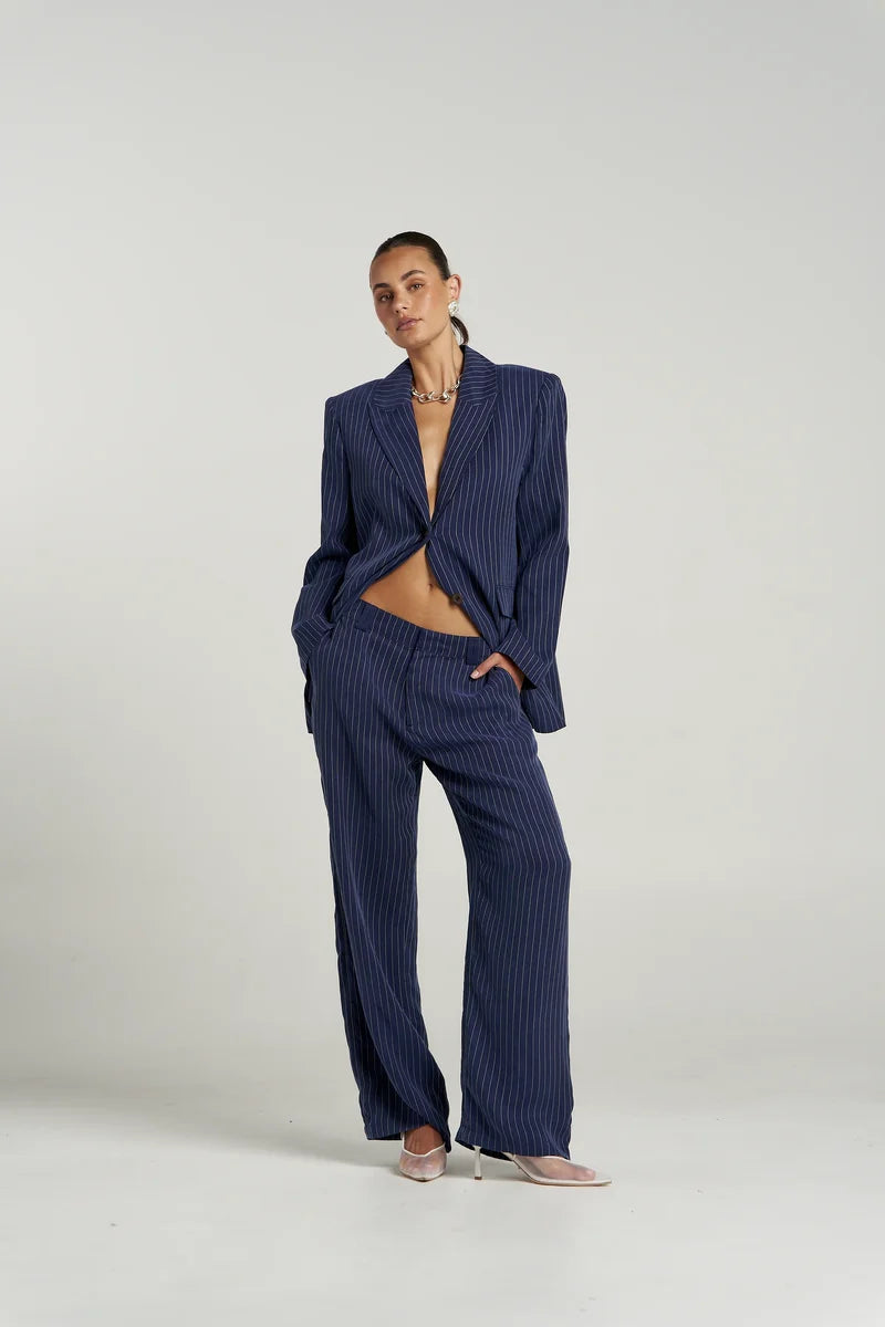 Summi Summi Boss Pant – Navy Pinstripe | Wide Leg Pants AU