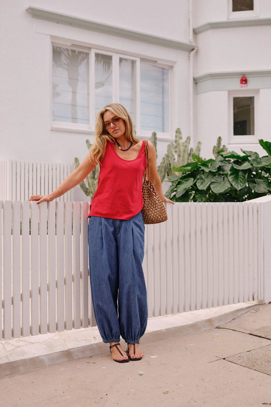 Ceres Life Bloom Slouchy Scoop Tank – Heritage Red | AU
