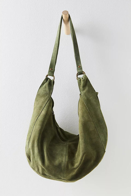 Roma Suede Tote - Olive Moss