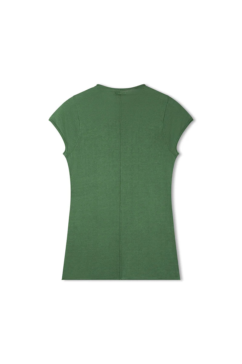 COTTON BLEND KNIT TOP - EUCALYPTUS