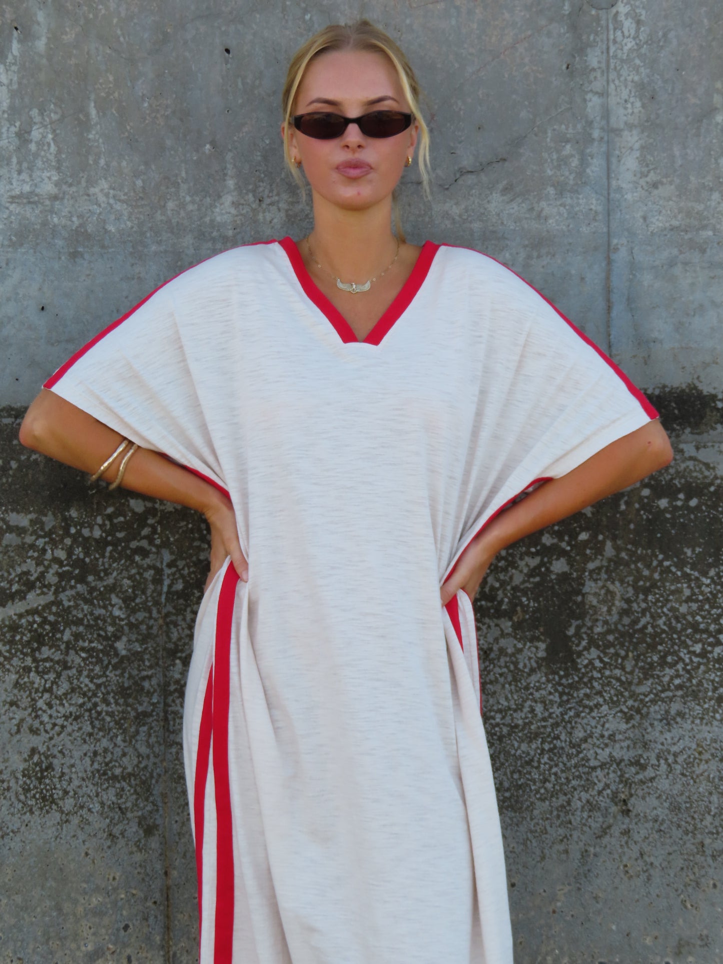 STUDIO T-SHIRT STRIPE EVERYDAY DRESS - VANILLA