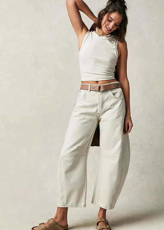 Good Luck Mid-Rise Barrel Jeans Milk