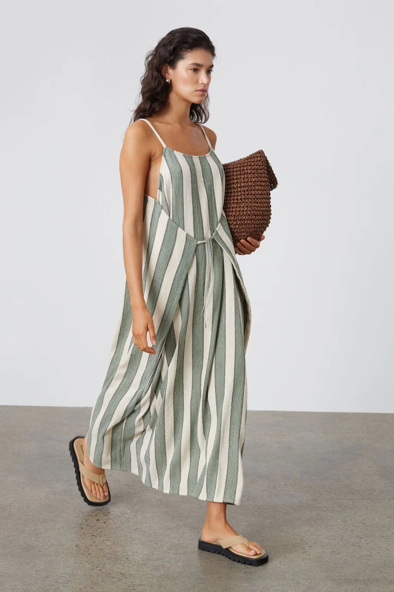 EUCALYPTUS STRIPE ORGANIC COTTON DRESS