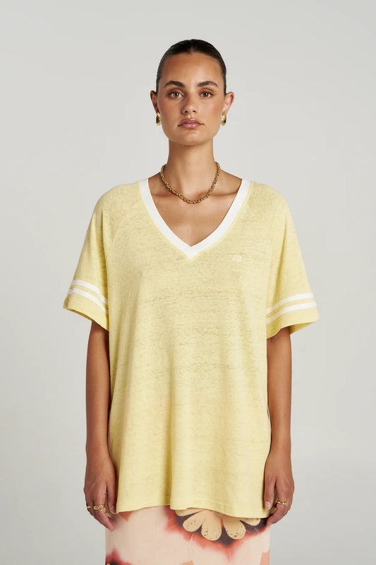 Summi Summi V Neck Tee – Butter | Linen Tee Australia