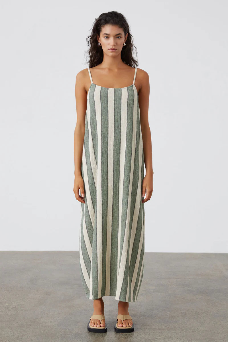 EUCALYPTUS STRIPE ORGANIC COTTON DRESS