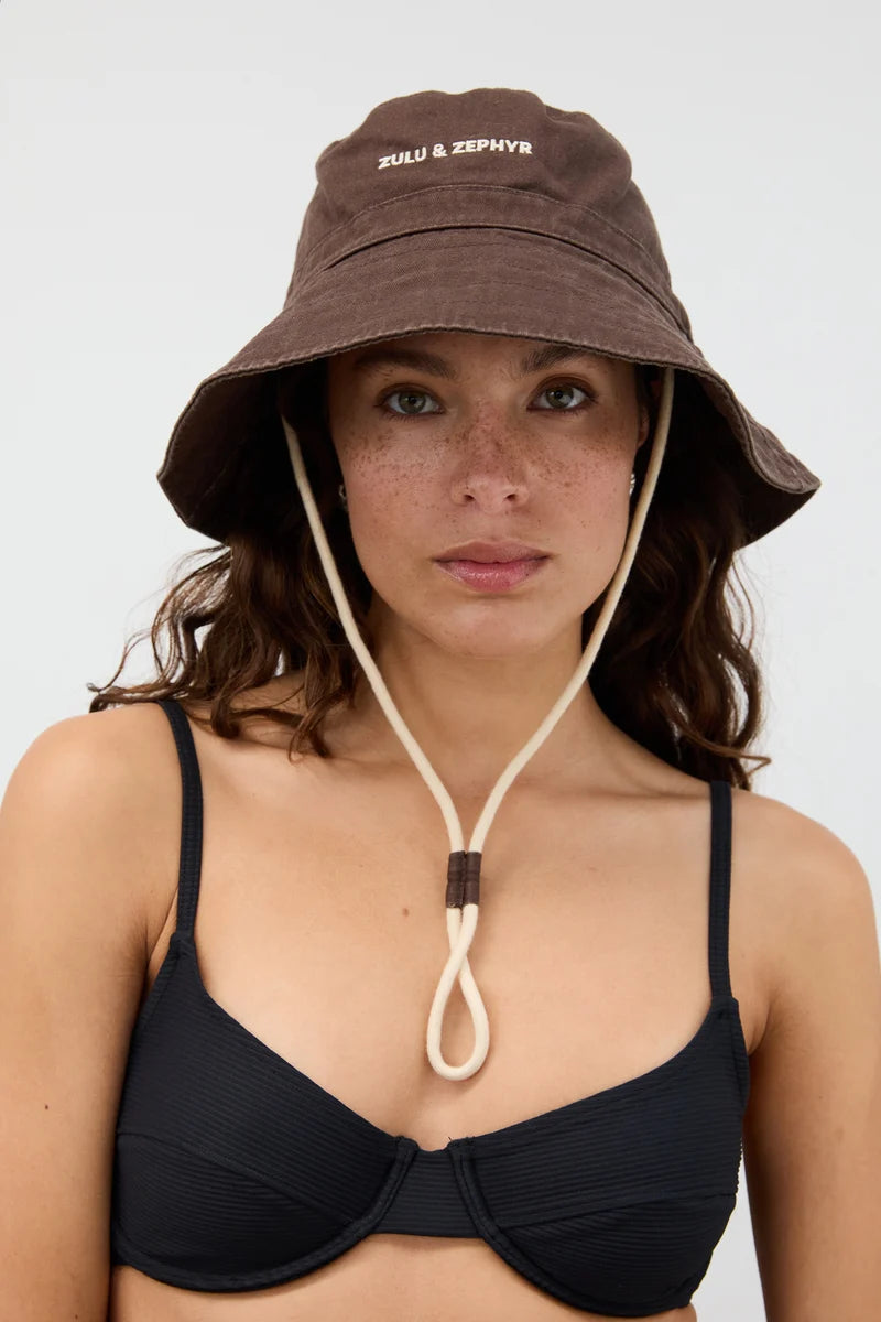 ZZ Logo Bucket Hat - Cocoa | Zulu & Zephyr AU