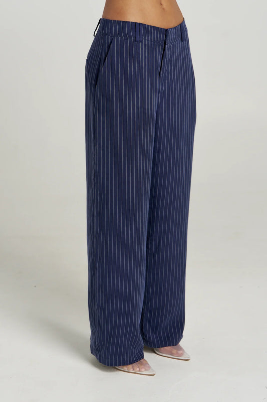 Summi Summi Boss Pant – Navy Pinstripe | Wide Leg Pants AU